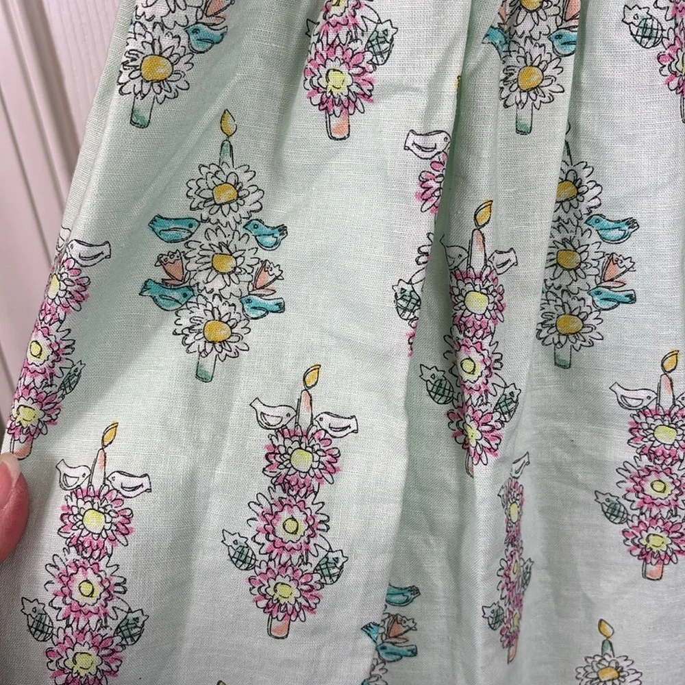 NWT Tea floral puff sleeve linen blend skirted dress sz 16